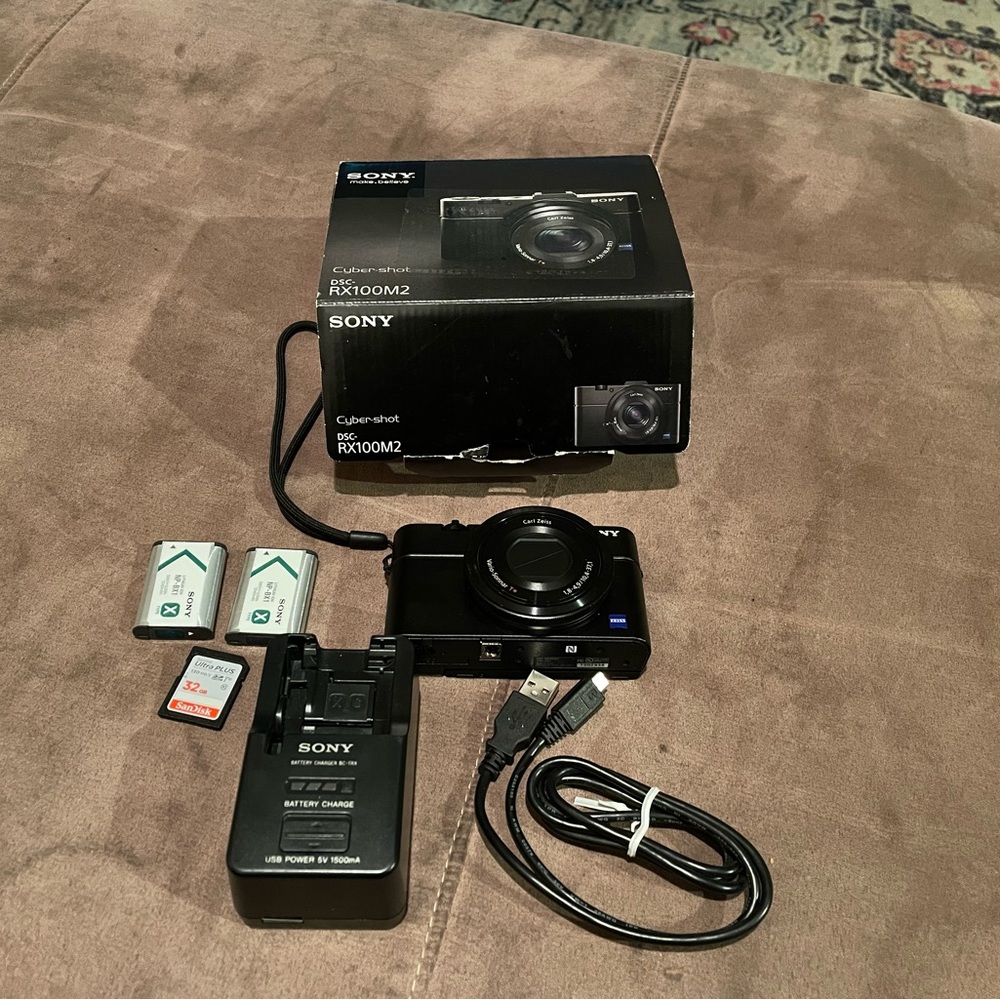 Sony cybershot dsc-rx100m2 20.2 megapixel point and shoot camera + accessories